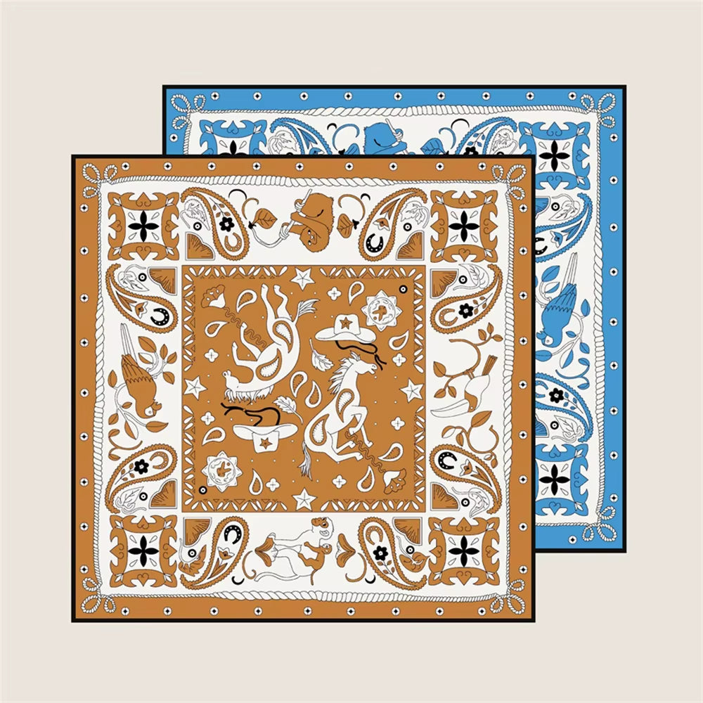 Hand Rolled Twill Silk Scarf - Animals (90cm)